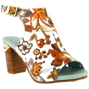 L’artiste Leather Tapestry Sandals Booties 42
